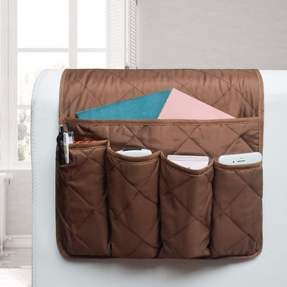5 Pockets Remote Control Holder, Magazine Rack, Space Saver Organizer, Draped Over Sofa, Couch, Recliner Armrest