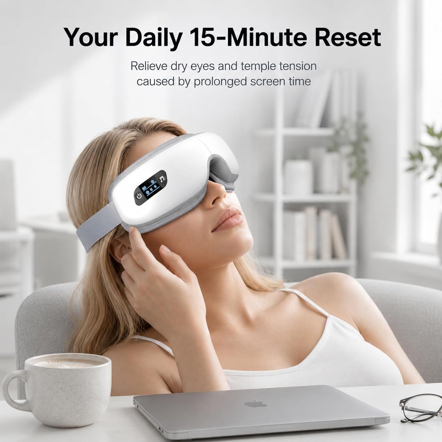 Eye Massager with Heat and Bluetooth Music, Heated Eye Mask for Migraine & Eye Strain Relief, Rechargeable Eye Care Device for Dry Eyes, Headache Relief & Better Sleep, Foldable Gifts for Men & Women
