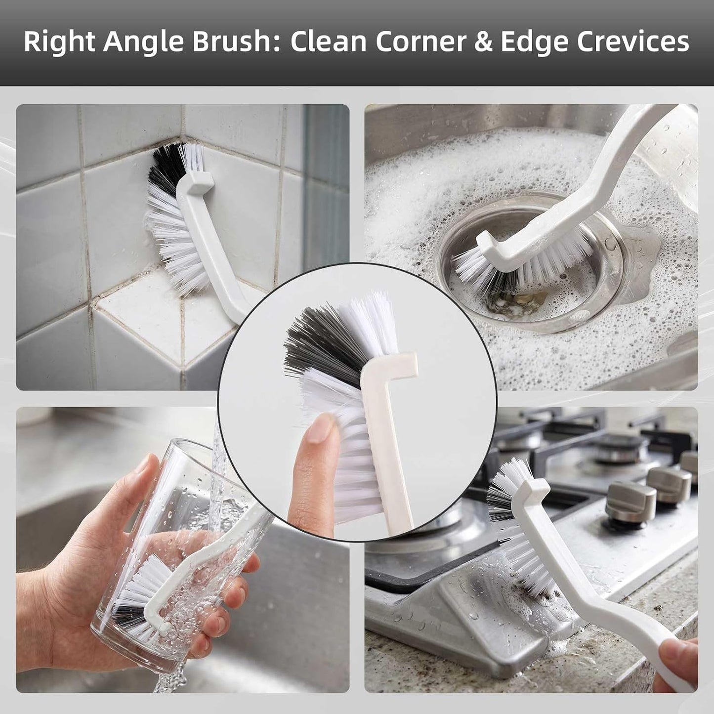 Crevice Cleaning Brush, Hard Bristle Cleaning Tool with Scraper, Grout Brush kit for Bathroom, Kitchen, Sink, Faucet, Window Grooves, Bottles, Blenders, 12Pcs