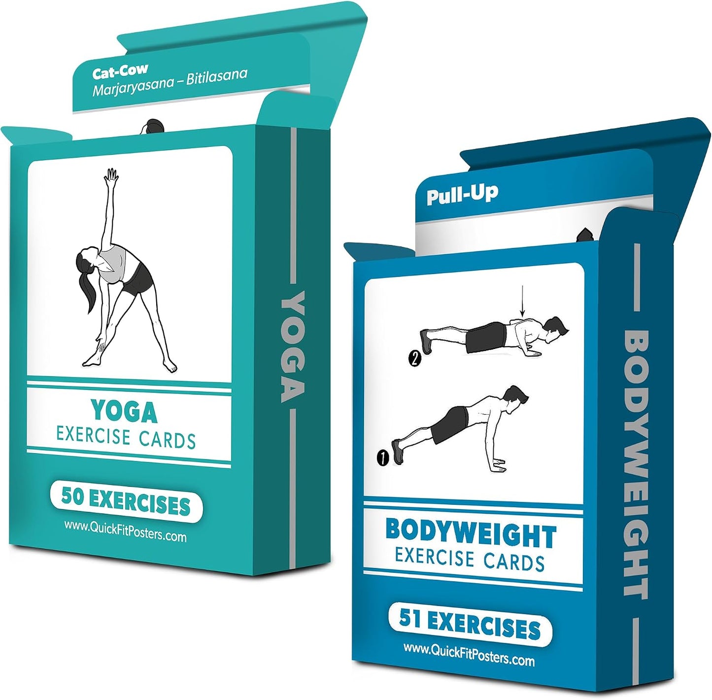 2 Pack - Bodyweight & Yoga Pose Exercise Cards - Fitness Workout Playing Cards