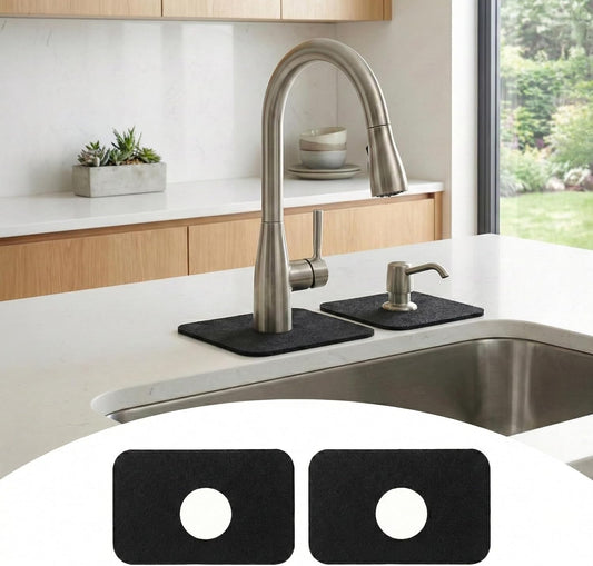 Small Faucet Mat for Kitchen Sink: 2PCS 9"Lx5.5"W Splash Guard