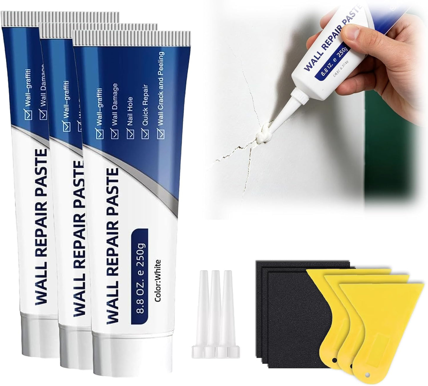 Drywall Repair Kit with Scraper, 2026 New Wall Mending Agent for Holes, Cracks, Small Damage, Quick Easy Solution for Home Wall Efficient Patch Repair (1 pcs)