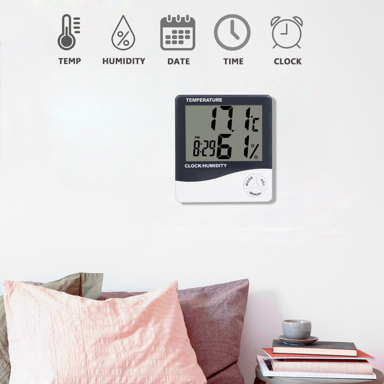 Mengshen Digital Hygrometer Thermometer, Indoor & Outdoor Temperature Monitor, Home Office Temp Humidity Gauge Meter - LCD Display, Battery Included - TH03