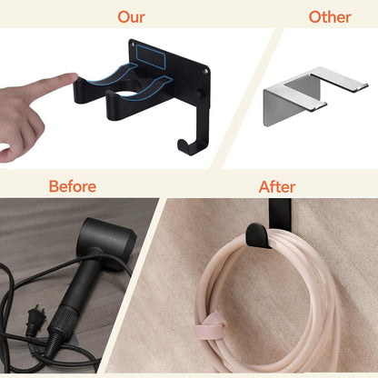 Hot Tools Organizer, Hair Tool Organizer Wall Mount Aluminum Alloy, Space-Saving Curling Iron Holder for Vanity & Bathroom with Stainless Steel Cups White CHOCHOYAH