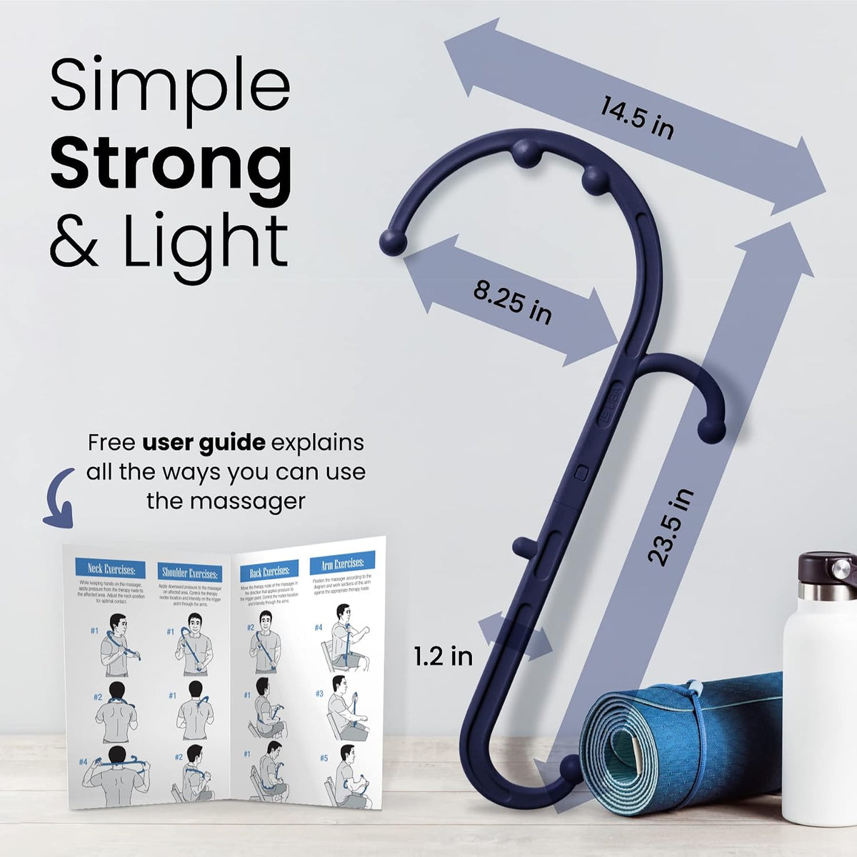 LiBa Back and Neck Massager Trigger Point Hook Therapy Tool Navy