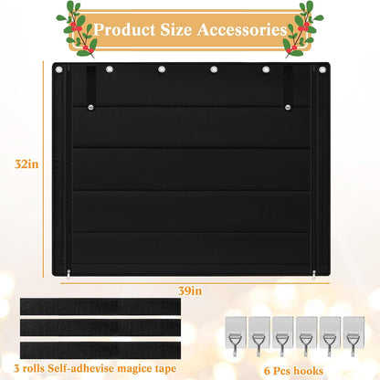 Fireplace Cover, Indoor Fireplace Blanket with Hook & Loop Tapes, Fireplace Draft Cover Stops Heat Loss, Fire Place Draft Stopper Cold Air Blocker Save Energy 39"x32" Black