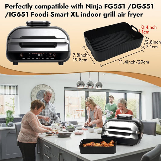 BYKITCHEN Air Fryer Silicone Liners for Ninja FG551/DG551 Smart XL Grill