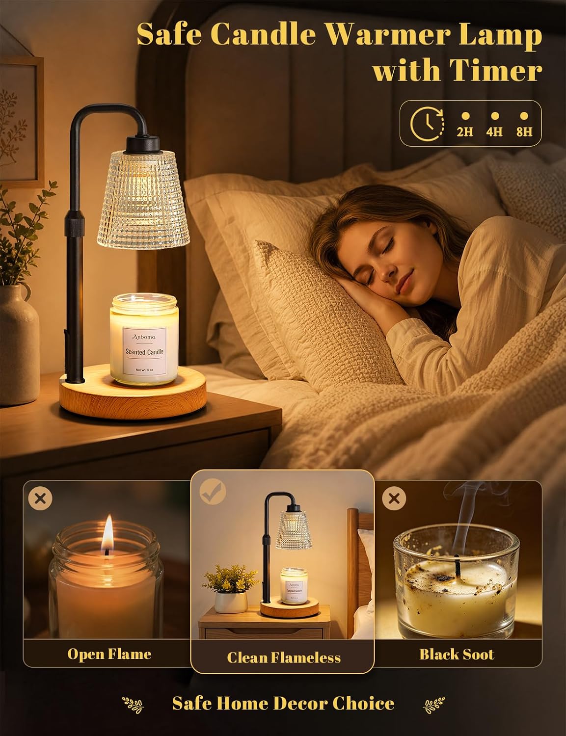 Candle Warmer Lamp with Timer, Birthday Gifts for Women, Ideal Fall Decor