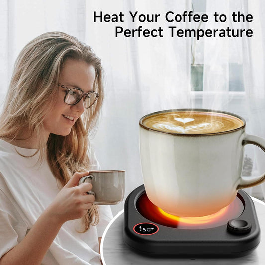 Coffee Mug Warmer for Desk, Cup Warmer with Temp Display & Timer | Coffee cup warmer plate with adjustable temperature, auto shut-off timer and mug sensor; also heats tea, milk and candle wax.
