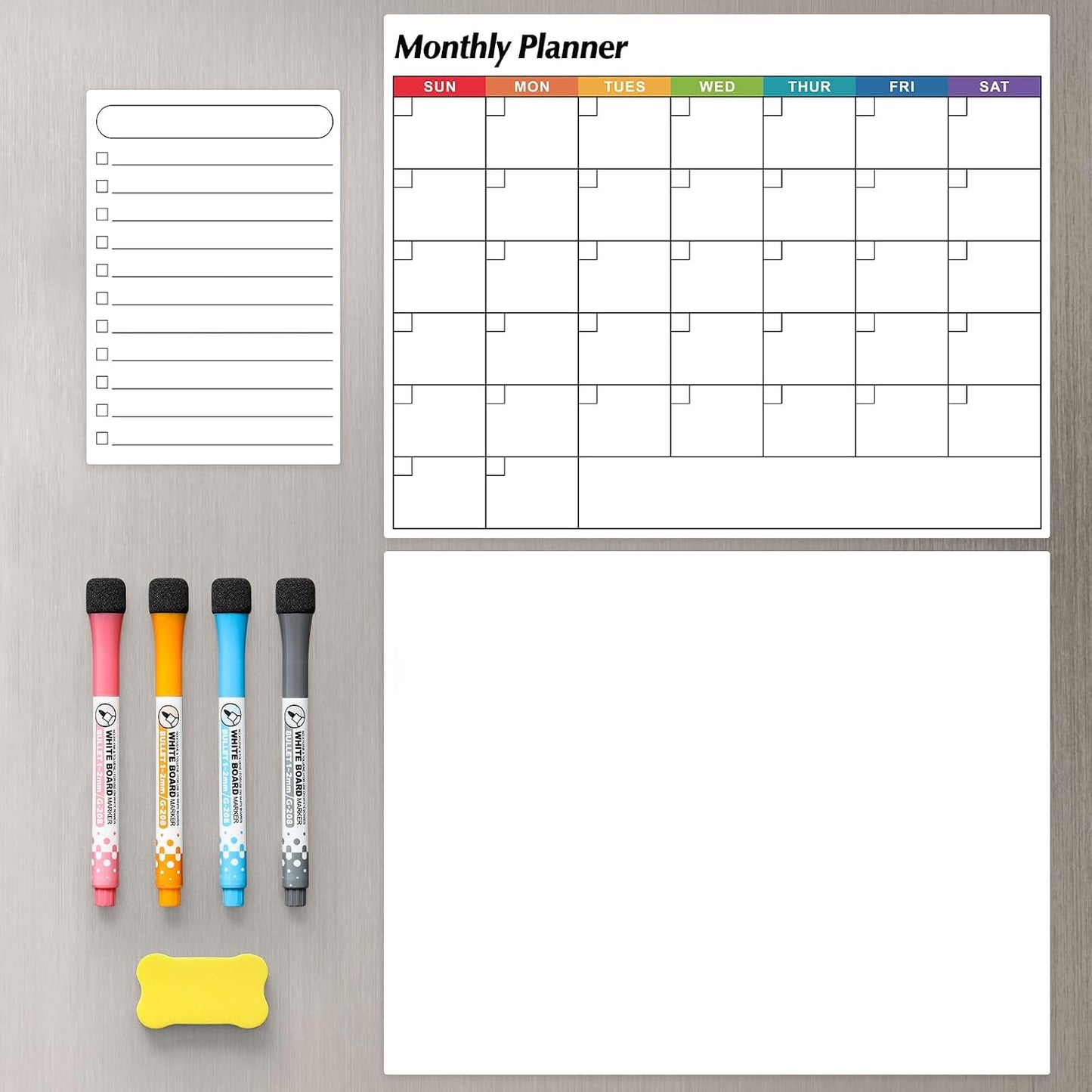 Dry Erase Magnetic Calendar for Refrigerator, 3 Pack- Monthly & Weekly & Daily Planner Magnet Whiteboard for Fridge Wall Door - Shopping, Meal/Menu, To Do List, Family Schedule Planning Board, 14"x11"