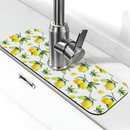 Abstract Flower Blooming Floral Watercolor Kitchen Sink Splash Guard Faucet Mat Super Absorbent Fast Drying Mat Sink Gadgets-Fast Drying Pad Sink Mat For Kitchen Bathroom (15" X 5.5" )