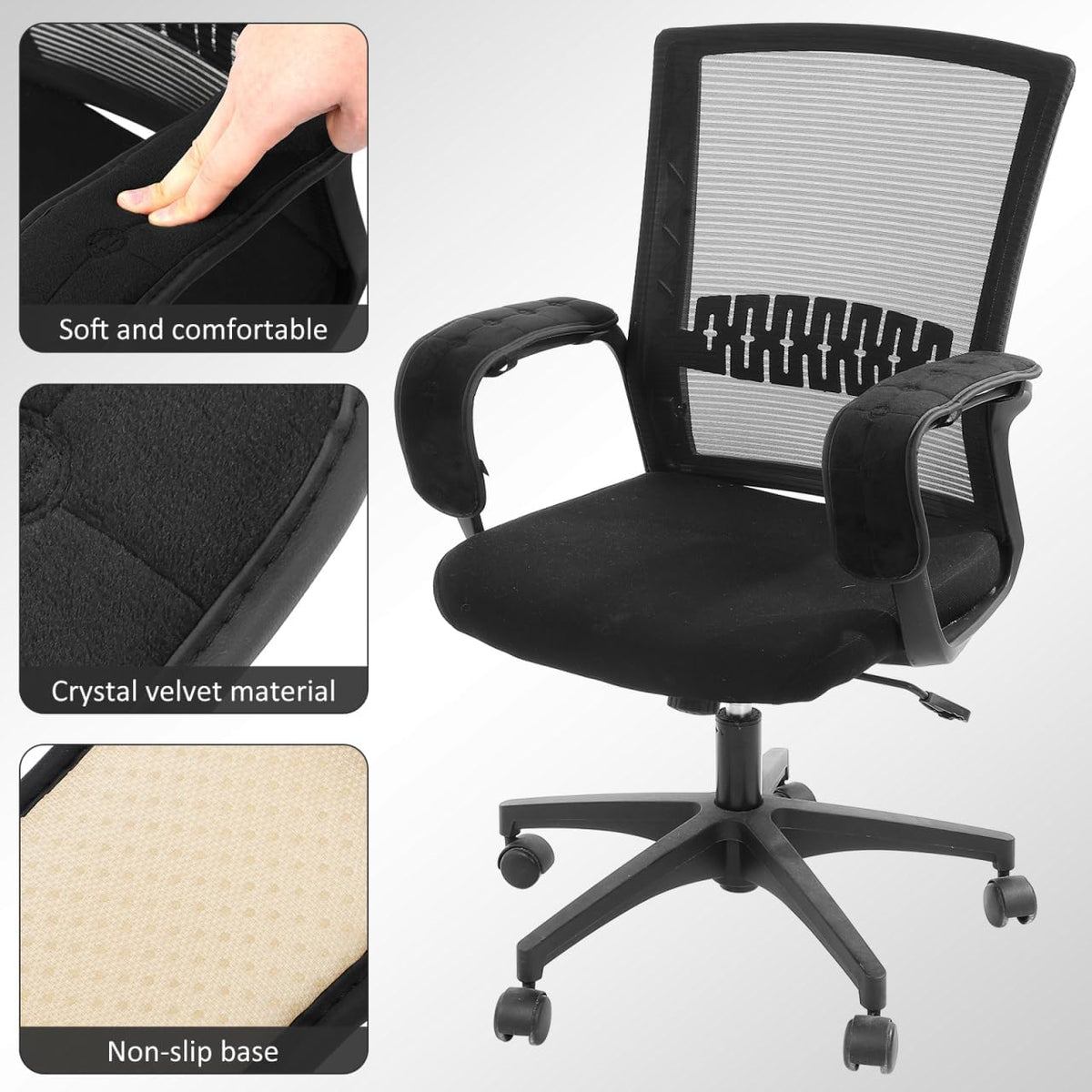 SEWACC 1 Pair Office Chair Armrest Pads, Elastic Arm Rest Covers for Desk Chair, 17.71 x 3.93 Inch