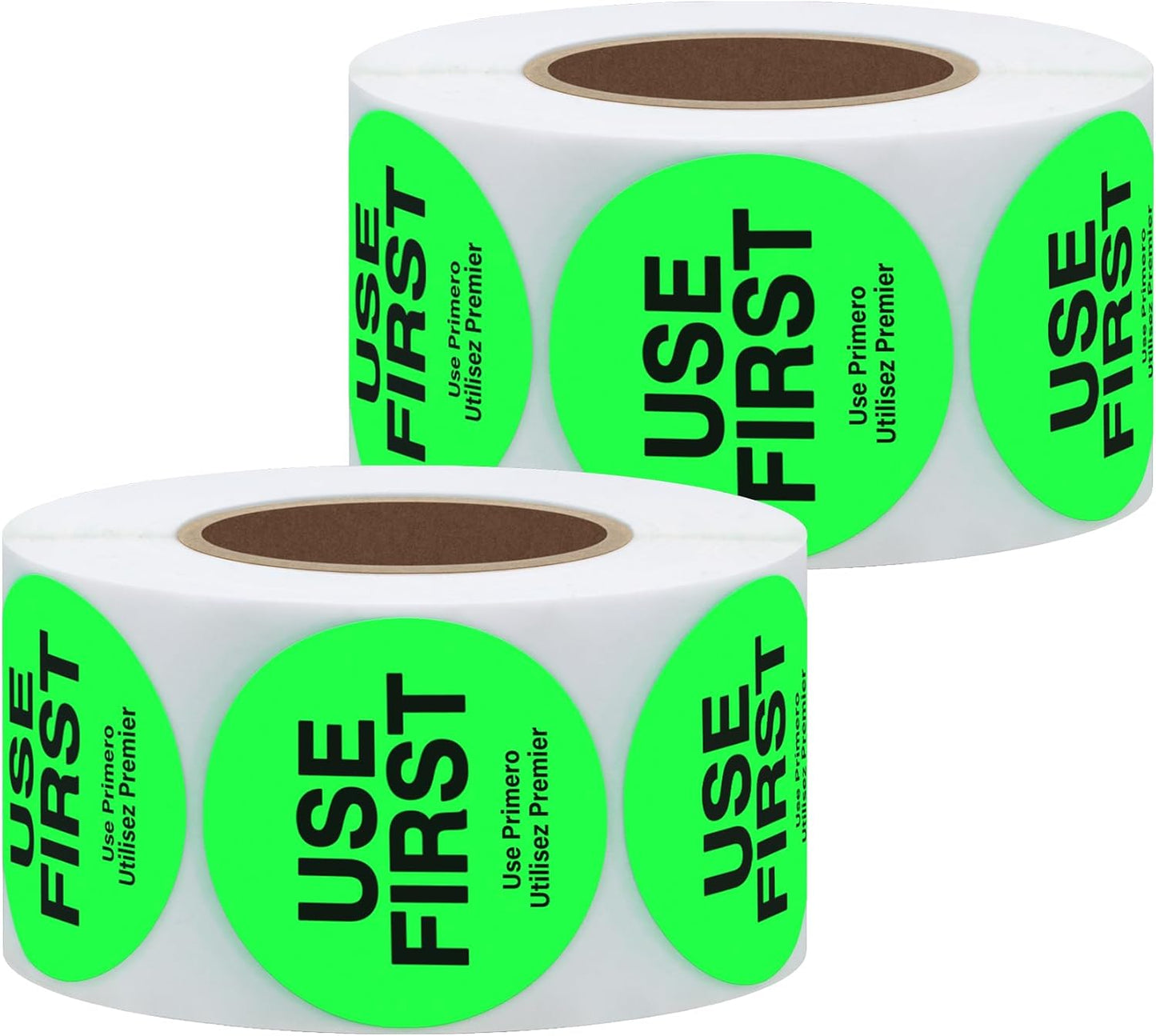 500 Pcs 1.5" Use First Stickers Small Stickers Circle Label Dot Labels Fluorescent Paper, Fluorescent Green