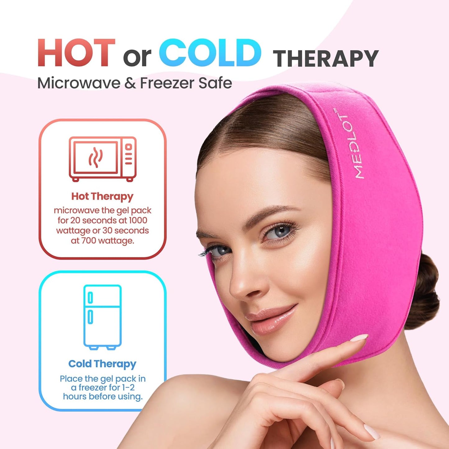LotFancy Face Ice Pack Wrap for TMJ, Wisdom Teeth, with 4 Reusable Hot Cold Therapy Gel Packs, Pain Relief for Head, Oral and Facial Surgery, Dental Implants, Blue