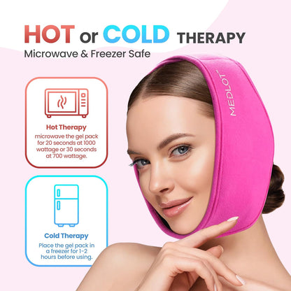 LotFancy Face Ice Pack Wrap for TMJ, Wisdom Teeth, with 4 Reusable Hot Cold Therapy Gel Packs, Pain Relief for Head, Oral and Facial Surgery, Dental Implants, Blue