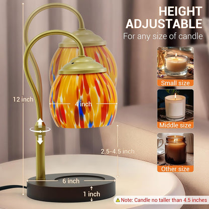 Candle Warmer Lamp - Electric Candle Lamps Timer Dimmer, Sunflower Tiffany Style Stained Glass Candle Warming Lamp Compatible with Jar Candles Valentine Birthday Gifts for Mom Friend Wax Melt Warmer