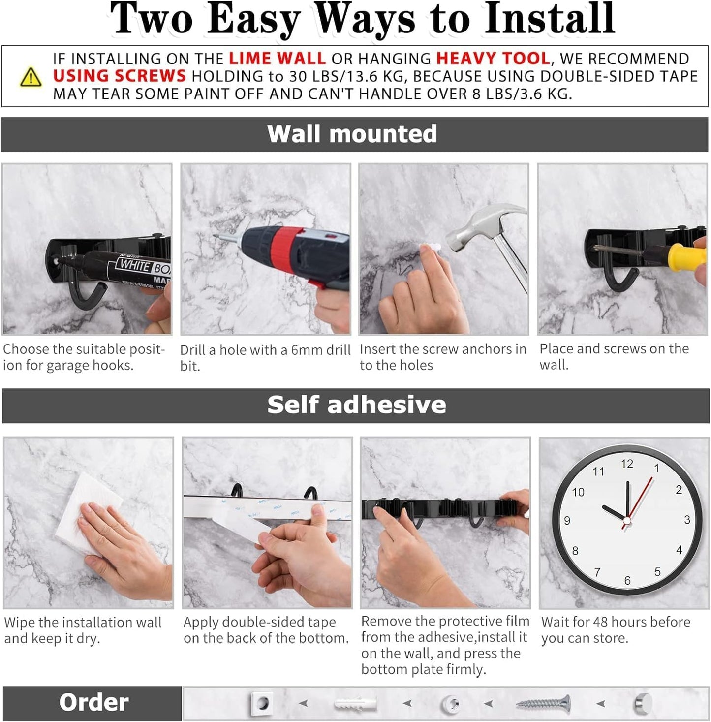 AceMining Broom Holder Wall Mount, 5 Racks 4 Hooks Heavy Duty Mop Organizer | Mop Holder Wall Mount and Broom Hanger for Garage, Laundry Room, Kitchen and Utility Storage