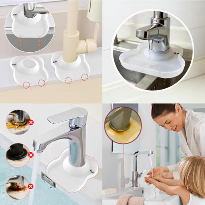 Silicone Faucet Mat for Kitchen Tap Compact Sink Splash Guard Protectors Behind Draining,Grey 2PCS
