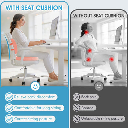 CushZone Seat Cushion and Lumbar Support Pillow for Office Chair, Black