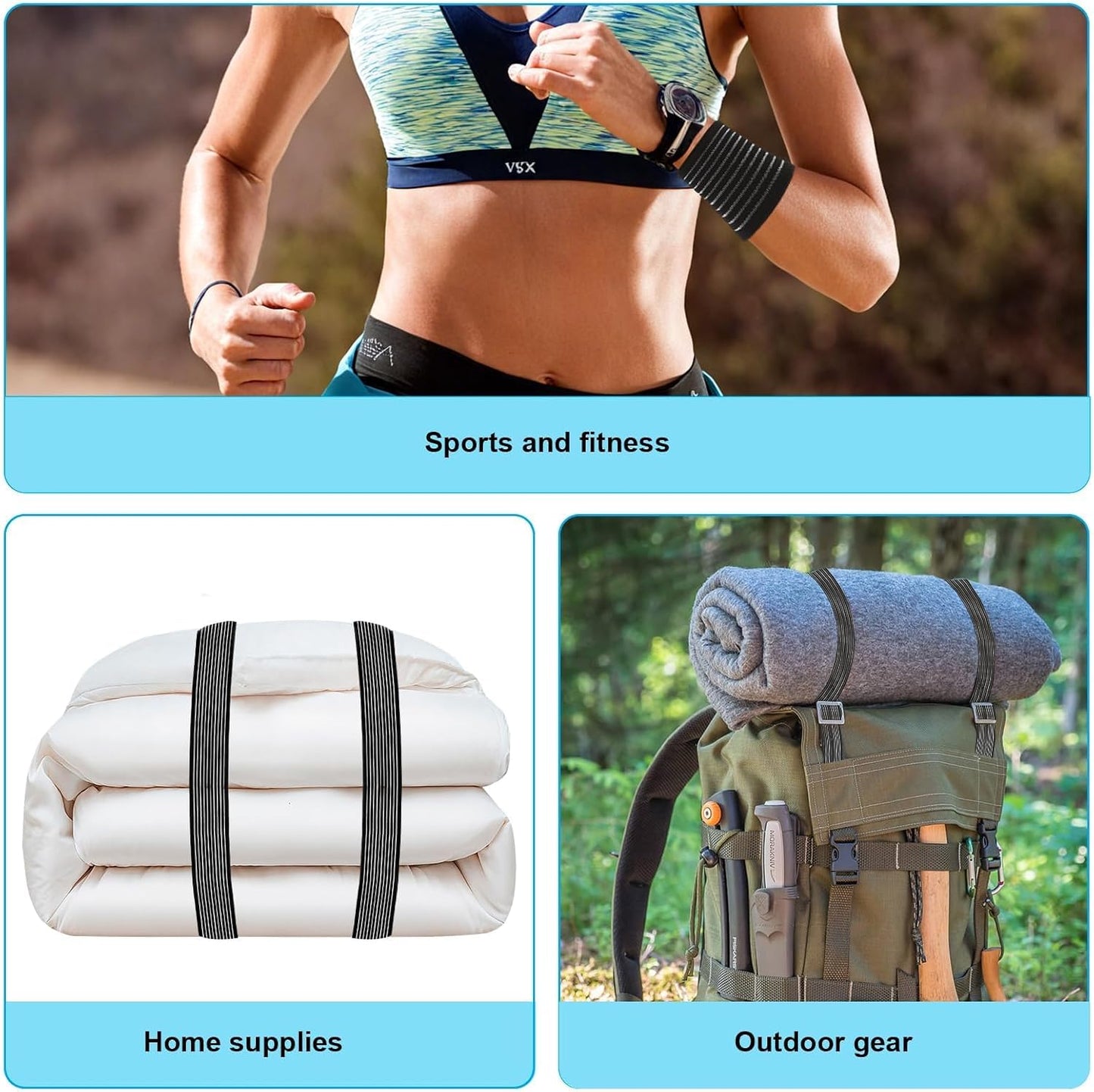 8Pcs Ice Pack Straps, 4 Sizes Elastic Hot Cold Therapy Strap | Adjustable Ice Pack Holder,Ice Belt Extender for Arm,Wrist,Elbow,Ankle Shoulder,Waist,Hip,Thigh,Calf, Hook and Loop Closure