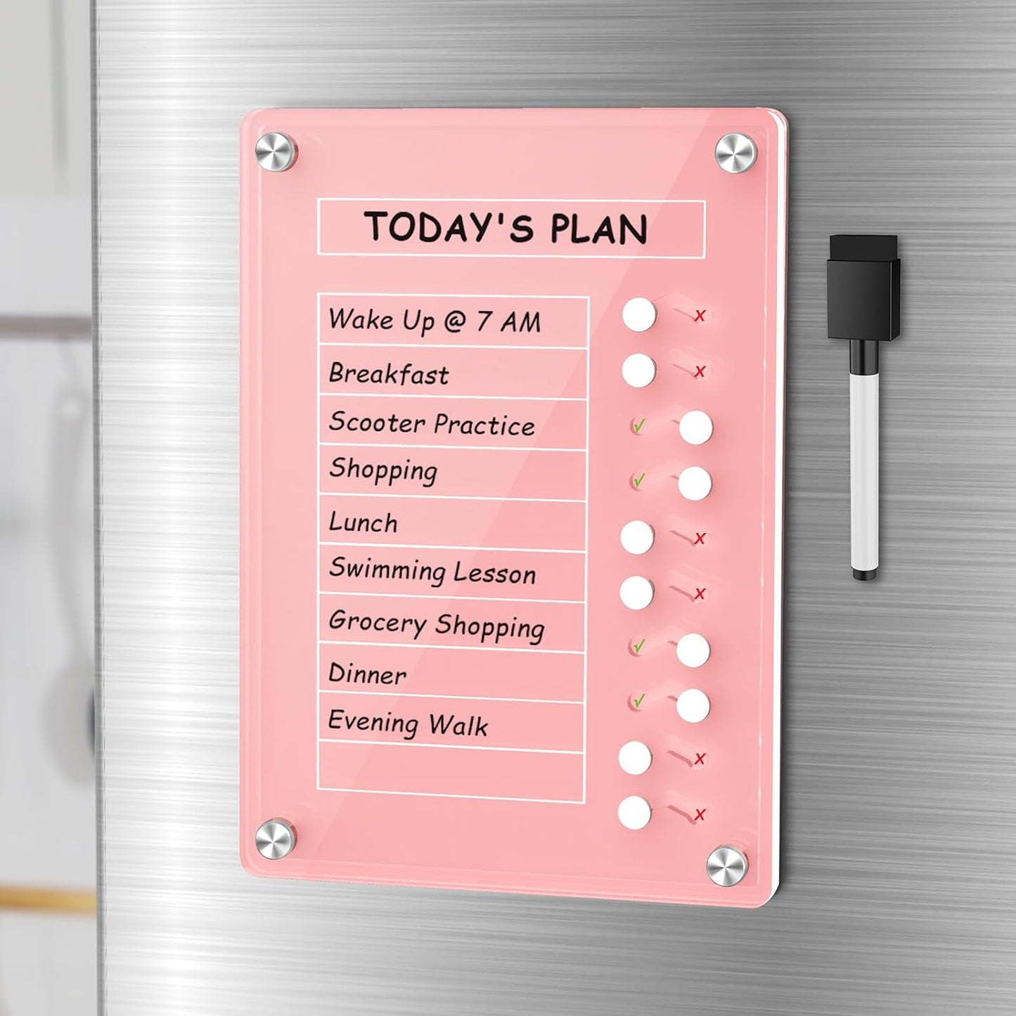 NiHome Chore Chart for Kids & Adults, Magnetic to Do List Board w/Stand | Acrylic Dry Erase Checklist & Routine Task Board, Fits Fridge Or Desk, 10 Sliders, ADHD Tools For Family Home Office School