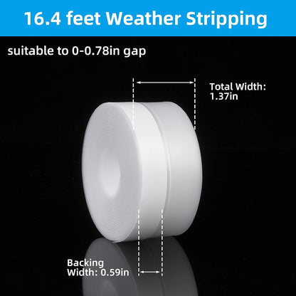 Clear Silicone Weather Stripping Seal Door Tape - Strong Adhesive Door & Window Seal Strip for Draft Stopper, Dustproof | Peel & Stick, Removable, No-Residue [33Feet x 45mm]