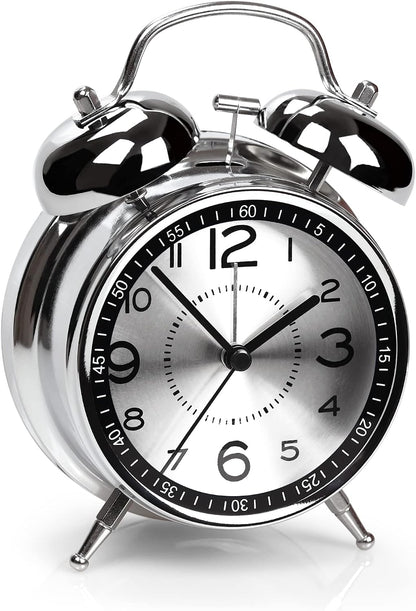 AYRELY® Super Loud Alarm Clock for Heavy Sleepers, 4.5 Inch Twin Bell Retro | Silent Non-Ticking Quartz with Backlight, Luminous Dial, Metal Alarm Clocks for Bedrooms and Bedside
