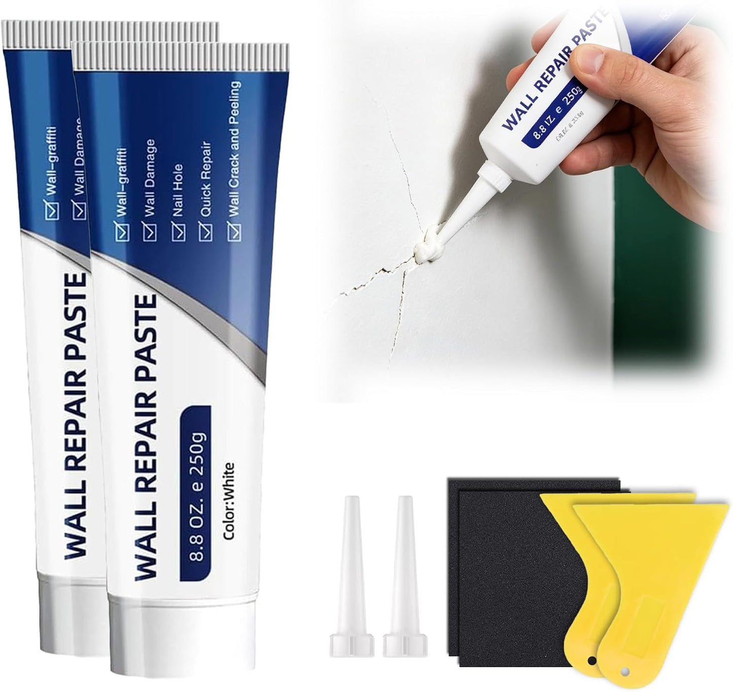 Drywall Repair Kit with Scraper, 2026 New Wall Mending Agent for Holes, Cracks, Small Damage, Quick Easy Solution for Home Wall Efficient Patch Repair (1 pcs)