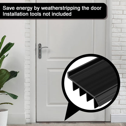 2 Pcs 3 Feet Brown Vinyl Door Bottom Adjustable Weatherstrip Door Bottom with Drip Cap Weatherproof Under Doors Seal for Gaps from 1/4'' to 9/16'' for 1 3/4'' to 2'' Thick Doors