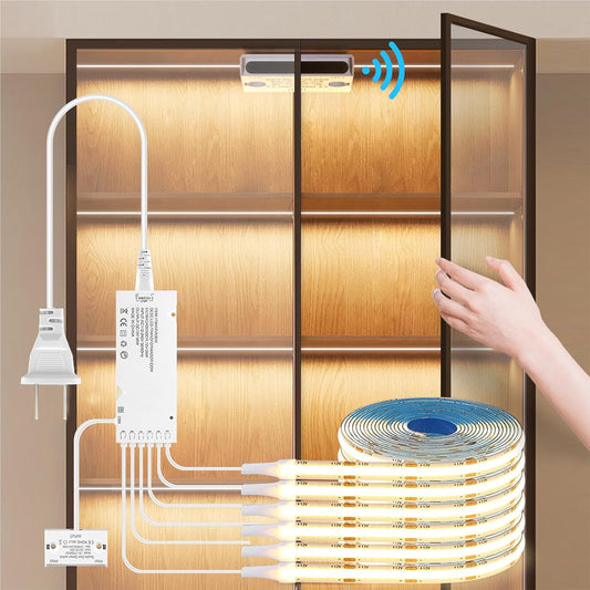 COB LED Strip Lights 12V 6-in-1 Door Sensor Control with 60W Adapter