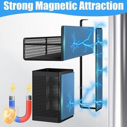 4 Pack Magnetic Shelves for Washing Machine, Heavy-Duty Magnetic Laundry Organizer with Hooks, Washing Machine Shelf for Refrigerator, Metal Storage Baskets, Closet & Laundry Room Organization(Black)