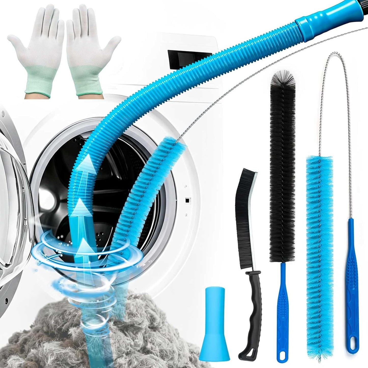 Dryer Vent Cleaner Kit with Dryer Vacuum Hose Attachment Suitable for Most Vacuum Cleaners, Twrrnbv Dryer Cleaner Lint Brush Remover, Duct Cleaning Tool for Laundry Room, Cleaning Accessories (Black)
