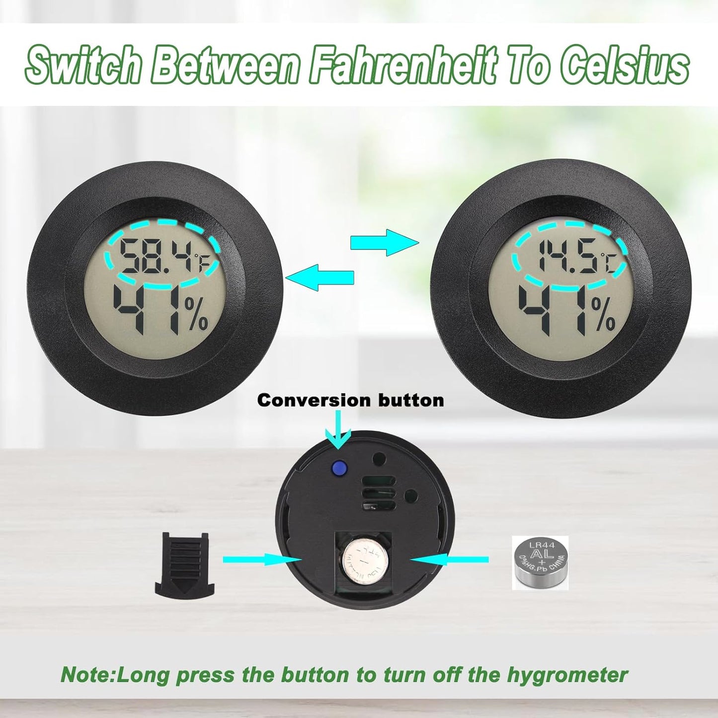 Serundo Auto Digital Hygrometer Thermometer Indoor/Outdoor Hygrometer 2PC | Mini Size,LCD,℉/℃ Conversion,Fast Response, Outdoor Thermometer with Humidity for Reptile Greenhouse Cellar 3D Printer