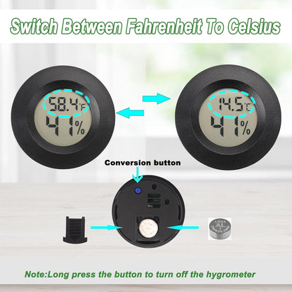 Serundo Auto Digital Hygrometer Thermometer Indoor/Outdoor Hygrometer 2PC | Mini Size,LCD,℉/℃ Conversion,Fast Response, Outdoor Thermometer with Humidity for Reptile Greenhouse Cellar 3D Printer