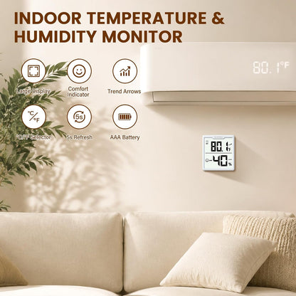 DOQAUS 3 Pieces Digital Hygrometer Indoor Thermometer Humidity Meter, Black | Accurate Temperature Indicator and Humidity Monitor for House, Baby Room, Greenhouse, Incubator - Battery Included