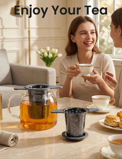 Tea Infuser for Loose Leaf Tea,Stainless Steel Tea Infuser with Heat Proof Silicone Handles,Extra Fine Mesh Tea Strainers Filter Fine Tea Leaves Effectively,Fits TeaPots/Mugs