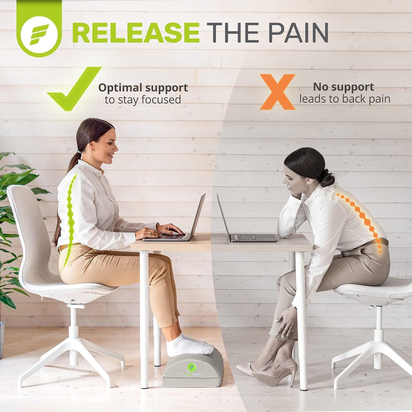 ErgoFoam Foot Rest for Under Desk at Work Adjustable - Chiropractor-Endorsed, High-Density Foam, Velvet (Black)