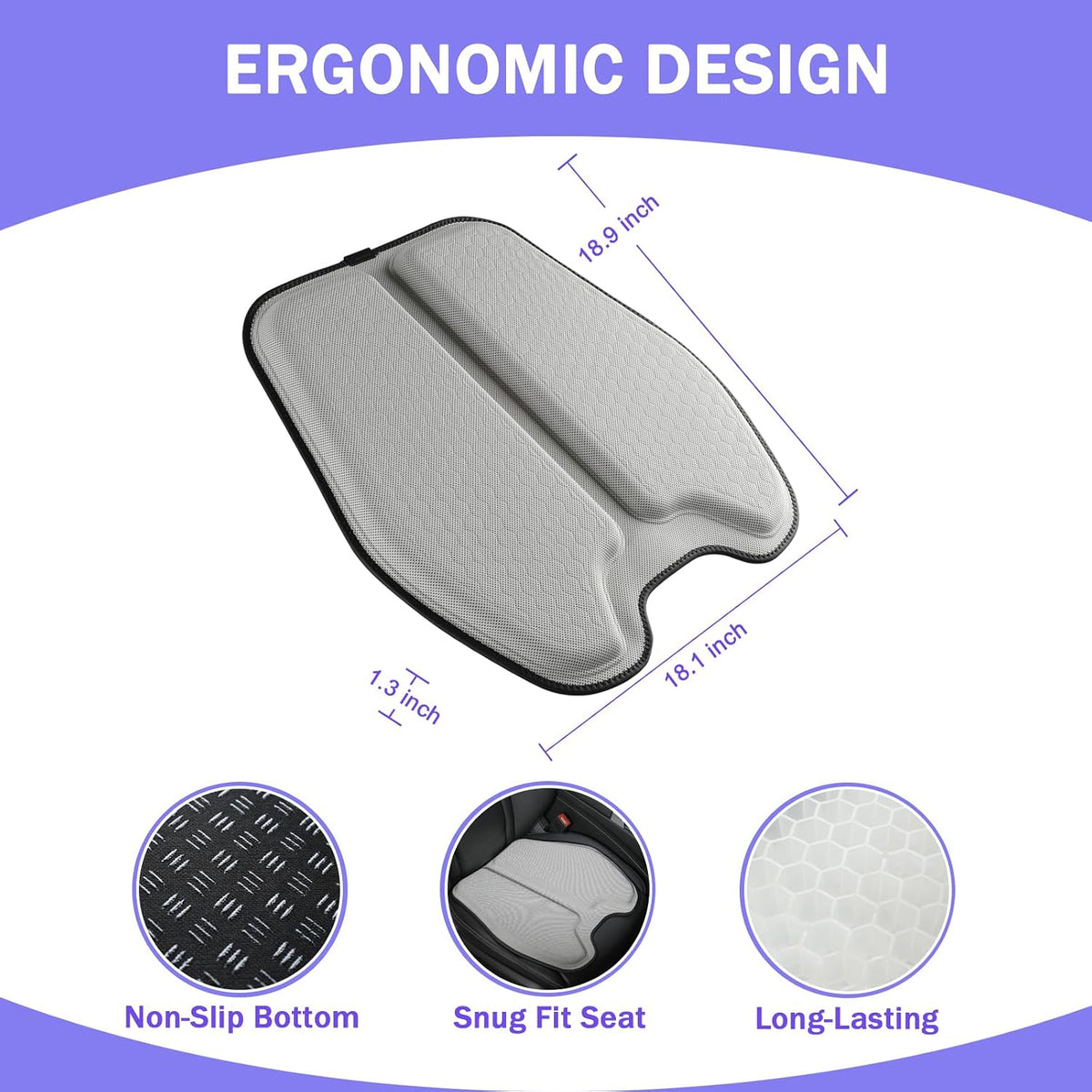 Soft Thin Gel Seat Cushion with 1 Inch Gel - Sciatica Relief