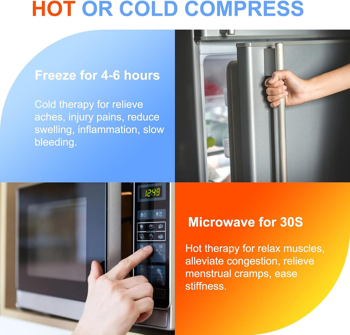 Gel Soft Flexible Ice Packs for Injuries, Reusable Cold Pack, Hot Cold Compress for Joint&Muscle Pain, Surgery Recovery, Inflammation, Swelling, Face, Head, Wrist, Ankle&Foot Injury, -5.1"x6.3"