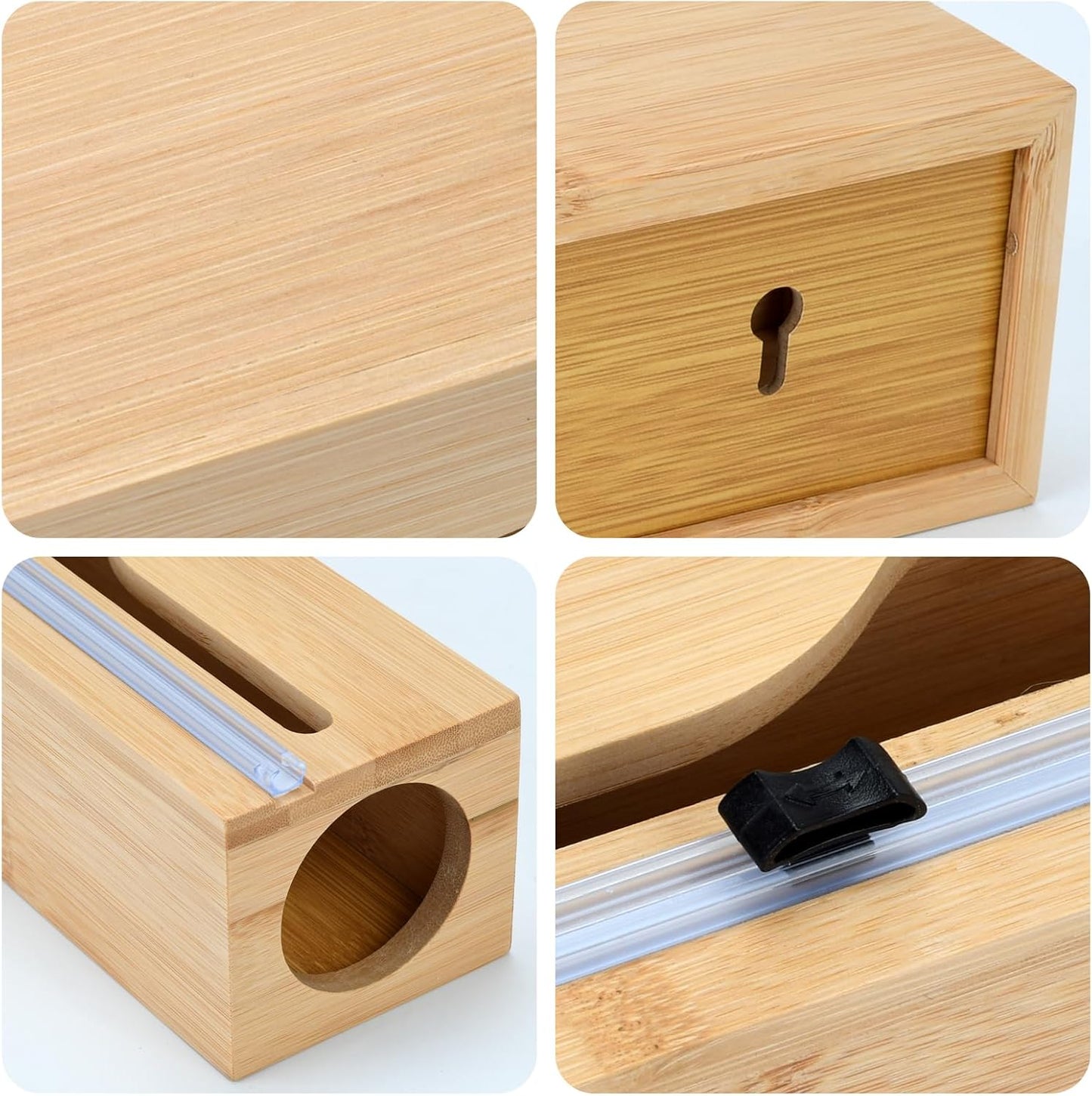 Plastic Wrap Dispenser with Cutter,Cling Wrap with Slide Cutter for Kitchen Storage Organization Holder for 12" Roll