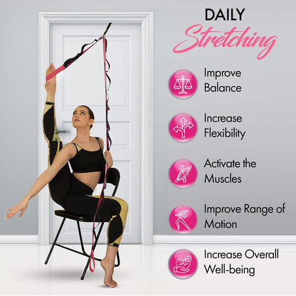 10-Loop Yoga Strap with Door Anchor for Stretching & Flexibility | Improve Flexibility, Balance and Deep Stretching with a Versatile Yoga Accessory for All Fitness Levels