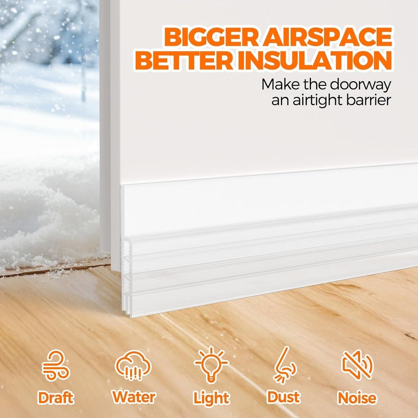 Holikme Door Draft Stopper 41inch Weather Stripping Door Seal Sweep | Under Door Draft Insulator Strong Adhesive Silicone Garage Window Strip Blocker Cold Air & Noise, Easy Install Save Energy
