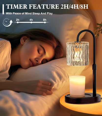 Candle Warmer Lamp Electric Timer: Dimmable Candles Warming Lamps - Height Adjustable Burner Jar - No Flame Scented Melts Wax - All Candle Jars Home Decor Table Light