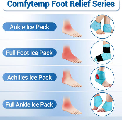 Comfytemp Ankle Ice Pack Wrap for Plantar Fasciitis, Foot Pain Relief, 1pcs | Gel Ice Packs for Injuries Reusable, FSA Eligible HSA, Hot Cold Compress for Swelling, Sprained Ankles, Men Women Gift, Blue
