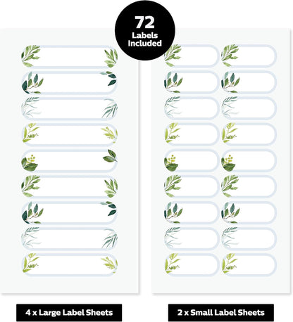 ThreeKin Waterproof Labels for Bottles and Containers - Custom Stickers - All-Purpose and Personalizable - Dishwasher, Freezer and Microwave Safe - BPA-Free - USA-Owned (Greenery, 72pcs)