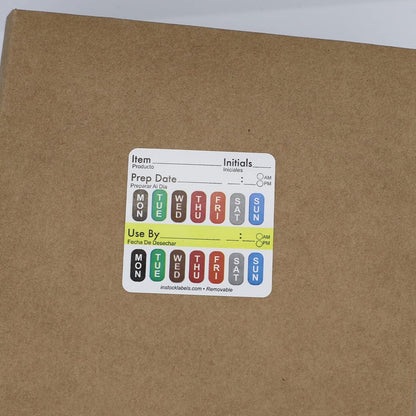 Removable Universal Labels for Food Rotation Use By Food Preparation Days of The Week Prep Date Stickers 2 x 2 Inch 500 Adhesive Removable Stickers