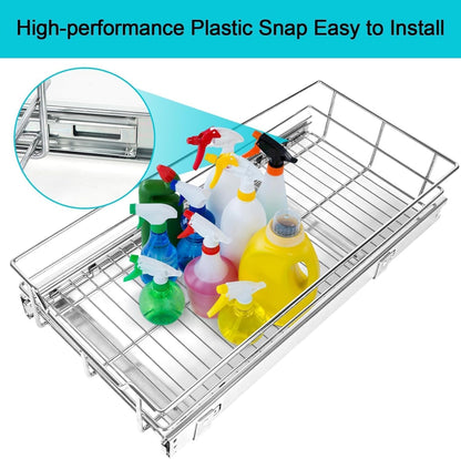 Pull Out Cabinet Organizer 15" W X 22" D, Chromed, Full Slide Out Drawers | For Kitchen Organizers and Storage, Pull Out Drawers For Cabinets Capacity Heavy Duty Caddy, Cabinet Shelves, Bathroom Pantry