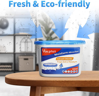 Vacplus Moisture Absorber, 10.5 OZ, Strong Absorption, Ocean Scent | Closet, Bathroom, Kitchen, Study, Odor Eliminator, Dehumidifier Bucket, 12 Pack