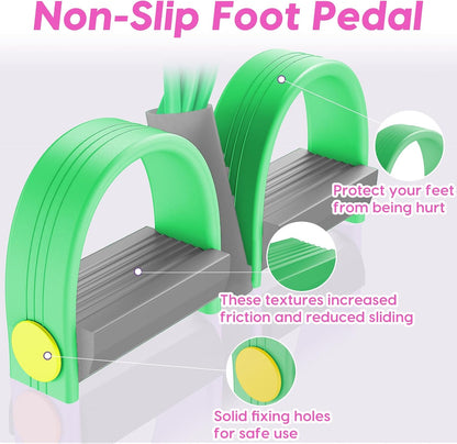 Pedal Resistance Band with Handles, 6-Tubes Natural Rubber Exercise Bands | Upgrade Foot Pedal Resistance Bands for Working Out, Multifunction Fitness Equipment for Abdomen, Waist, Arm, Leg, Pilates