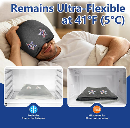 Migraine Relief Cap with Slide-Up Eye Mask, Headache Relief Ice Hat